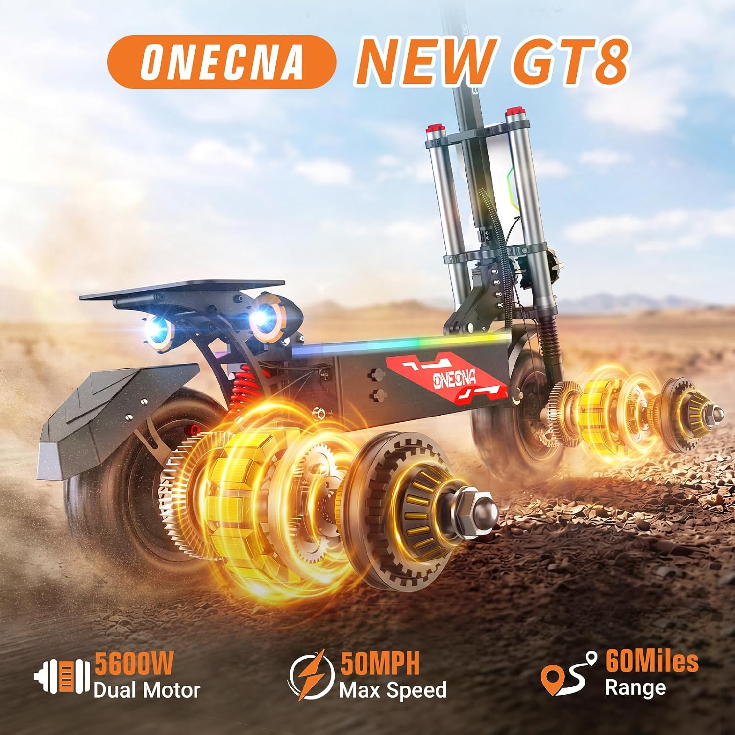 ONECNA NEW GT8PRO 大人用電動スクーター。5 - 60V 5600W Dual Motor Electric Scooter のレビューと価格